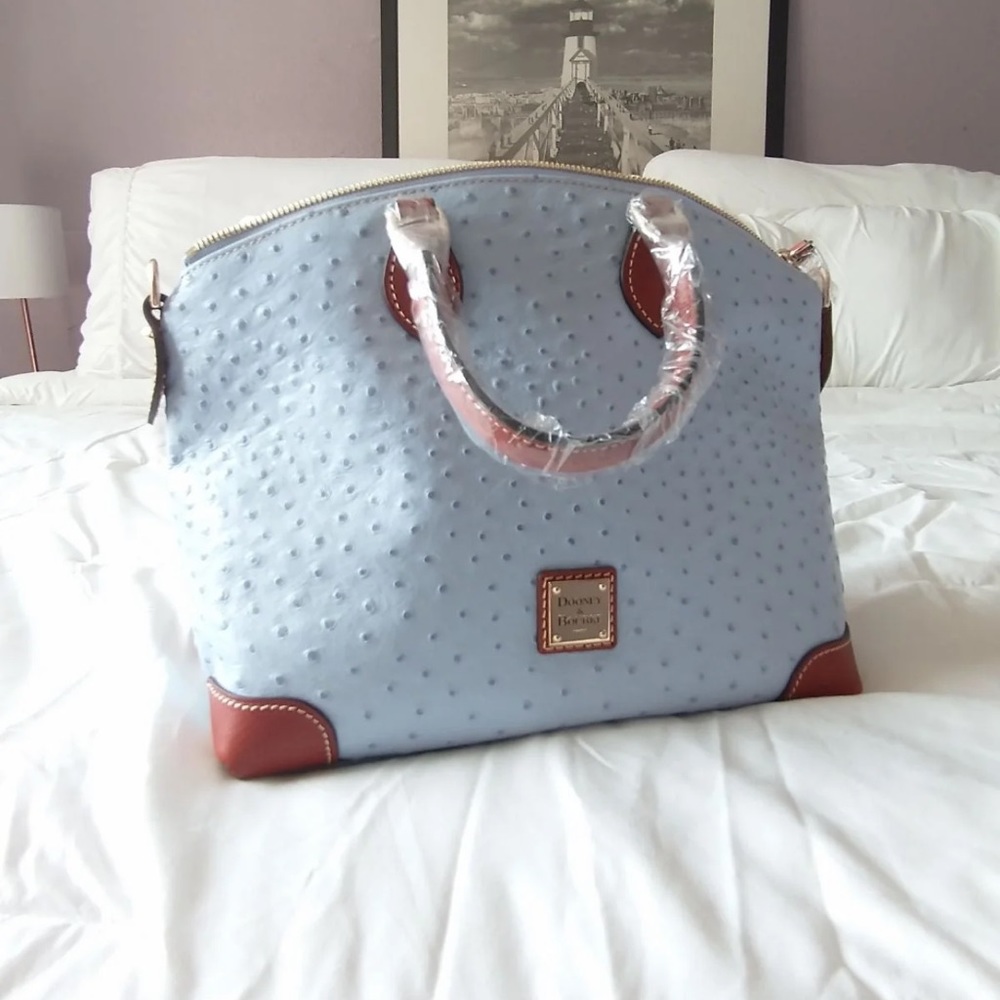 Dooney & Bourke ostrich satchel Glacier Blue